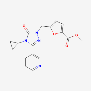 molecular formula C17H16N4O4 B2959493 methyl 5-((4-cyclopropyl-5-oxo-3-(pyridin-3-yl)-4,5-dihydro-1H-1,2,4-triazol-1-yl)methyl)furan-2-carboxylate CAS No. 1797584-98-5