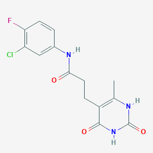 molecular formula C14H13ClFN3O3 B2959511 N-(3-chloro-4-fluorophenyl)-3-(6-methyl-2,4-dioxo-1,2,3,4-tetrahydropyrimidin-5-yl)propanamide CAS No. 1170956-27-0
