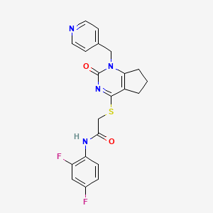molecular formula C21H18F2N4O2S B2959517 N-(2,4-difluorophenyl)-2-({2-oxo-1-[(pyridin-4-yl)methyl]-1H,2H,5H,6H,7H-cyclopenta[d]pyrimidin-4-yl}sulfanyl)acetamide CAS No. 933204-95-6