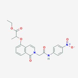 molecular formula C22H21N3O7 B2959526 Ethyl 2-[(2-{[(4-nitrophenyl)carbamoyl]methyl}-1-oxo-1,2-dihydroisoquinolin-5-yl)oxy]propanoate CAS No. 868224-69-5