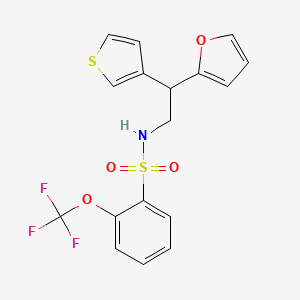 molecular formula C17H14F3NO4S2 B2959534 N-(2-(furan-2-yl)-2-(thiophen-3-yl)ethyl)-2-(trifluoromethoxy)benzenesulfonamide CAS No. 2097896-66-5