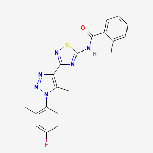 N-{3-[1-(4-fluoro-2-methylphenyl)-5-methyl-1H-1,2,3-triazol-4-yl]-1,2,4-thiadiazol-5-yl}-2-methylbenzamide