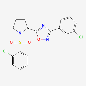 3-(3-Chlorophenyl)-5-{1-[(2-chlorophenyl)sulfonyl]-2-pyrrolidinyl}-1,2,4-oxadiazole