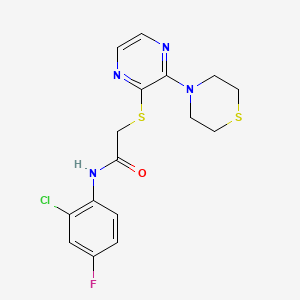 N-(2-chloro-4-fluorophenyl)-2-((3-thiomorpholinopyrazin-2-yl)thio)acetamide