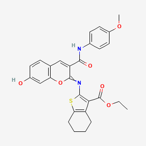 ethyl 2-[(7-hydroxy-3-{[(4-methoxyphenyl)amino]carbonyl}-2H-chromen-2-ylidene)amino]-4,5,6,7-tetrahydro-1-benzothiophene-3-carboxylate