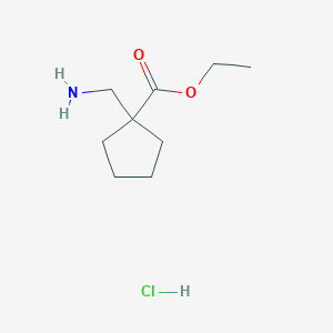 molecular formula C9H18ClNO2 B2959622 Ethyl 1-(aminomethyl)cyclopentane-1-carboxylate hydrochloride CAS No. 1072856-85-9