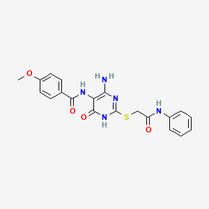 N-(4-amino-6-oxo-2-((2-oxo-2-(phenylamino)ethyl)thio)-1,6-dihydropyrimidin-5-yl)-4-methoxybenzamide