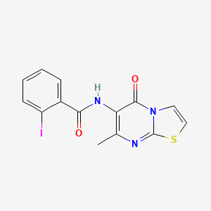 molecular formula C14H10IN3O2S B2959629 2-iodo-N-(7-methyl-5-oxo-5H-thiazolo[3,2-a]pyrimidin-6-yl)benzamide CAS No. 941966-50-3