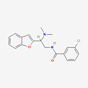 molecular formula C19H19ClN2O2 B2959641 N-[2-(1-benzofuran-2-yl)-2-(dimethylamino)ethyl]-3-chlorobenzamide CAS No. 2034612-43-4