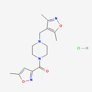 (4-((3,5-Dimethylisoxazol-4-yl)methyl)piperazin-1-yl)(5-methylisoxazol-3-yl)methanone hydrochloride