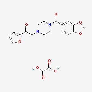 molecular formula C20H20N2O9 B2959659 2-(4-(Benzo[d][1,3]dioxole-5-carbonyl)piperazin-1-yl)-1-(furan-2-yl)ethanone oxalate CAS No. 1351612-51-5