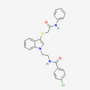 N-[2-[3-(2-anilino-2-oxoethyl)sulfanylindol-1-yl]ethyl]-4-chlorobenzamide