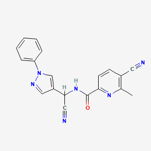 5-Cyano-N-[cyano-(1-phenylpyrazol-4-yl)methyl]-6-methylpyridine-2-carboxamide