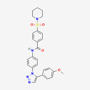 N-[4-[5-(4-methoxyphenyl)triazol-1-yl]phenyl]-4-piperidin-1-ylsulfonylbenzamide