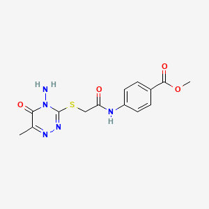 molecular formula C14H15N5O4S B2959707 4-({[(4-氨基-6-甲基-5-氧代-4,5-二氢-1,2,4-三嗪-3-基)硫代]乙酰}氨基)苯甲酸甲酯 CAS No. 540772-28-9