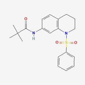 molecular formula C20H24N2O3S B2959729 N-[1-(benzenesulfonyl)-1,2,3,4-tetrahydroquinolin-7-yl]-2,2-dimethylpropanamide CAS No. 946222-20-4