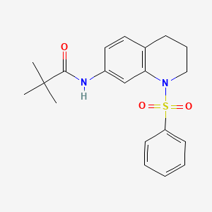 molecular formula C20H24N2O3S B2959729 N-(1-(phenylsulfonyl)-1,2,3,4-tetrahydroquinolin-7-yl)pivalamide CAS No. 946222-20-4