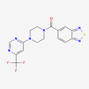 molecular formula C16H13F3N6OS B2959730 5-{4-[6-(trifluoromethyl)pyrimidin-4-yl]piperazine-1-carbonyl}-2,1,3-benzothiadiazole CAS No. 2034410-93-8