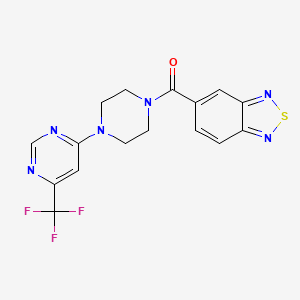 molecular formula C16H13F3N6OS B2959730 苯并[c][1,2,5]噻二唑-5-基(4-(6-(三氟甲基)嘧啶-4-基)哌嗪-1-基)甲酮 CAS No. 2034410-93-8