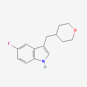 molecular formula C14H16FNO B2959733 5-Fluoro-3-[(tetrahydro-2H-pyran-4-yl)methyl]-1H-indole CAS No. 1707358-32-4