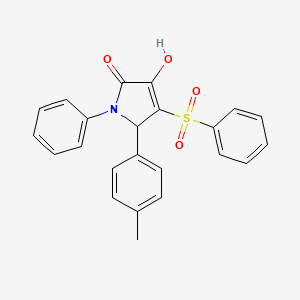 molecular formula C23H19NO4S B2959734 3-hydroxy-1-phenyl-4-(phenylsulfonyl)-5-(p-tolyl)-1H-pyrrol-2(5H)-one CAS No. 1359315-00-6