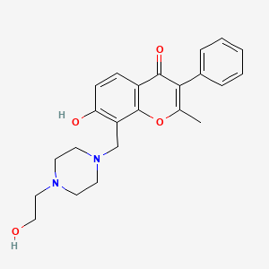molecular formula C23H26N2O4 B2959735 7-hydroxy-8-((4-(2-hydroxyethyl)piperazin-1-yl)methyl)-2-methyl-3-phenyl-4H-chromen-4-one CAS No. 846581-41-7