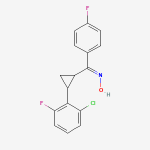 molecular formula C16H12ClF2NO B2959736 [2-(2-Chloro-6-fluorophenyl)cyclopropyl](4-fluorophenyl)methanone oxime CAS No. 338415-78-4