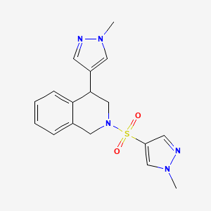 molecular formula C17H19N5O2S B2959739 4-(1-methyl-1H-pyrazol-4-yl)-2-((1-methyl-1H-pyrazol-4-yl)sulfonyl)-1,2,3,4-tetrahydroisoquinoline CAS No. 2034298-59-2
