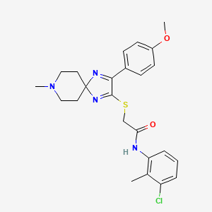 molecular formula C24H27ClN4O2S B2959749 N-(3-chloro-2-methylphenyl)-2-((3-(4-methoxyphenyl)-8-methyl-1,4,8-triazaspiro[4.5]deca-1,3-dien-2-yl)thio)acetamide CAS No. 1185063-85-7
