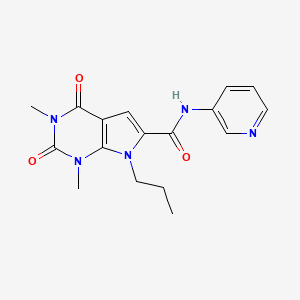 molecular formula C17H19N5O3 B2959753 1,3-dimethyl-2,4-dioxo-7-propyl-N-(pyridin-3-yl)-2,3,4,7-tetrahydro-1H-pyrrolo[2,3-d]pyrimidine-6-carboxamide CAS No. 1021023-38-0