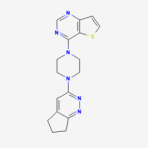 molecular formula C17H18N6S B2959761 4-(4-(6,7-dihydro-5H-cyclopenta[c]pyridazin-3-yl)piperazin-1-yl)thieno[3,2-d]pyrimidine CAS No. 2034308-80-8