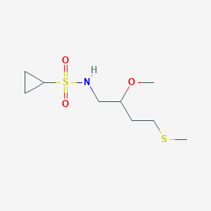 molecular formula C9H19NO3S2 B2959770 N-(2-Methoxy-4-methylsulfanylbutyl)cyclopropanesulfonamide CAS No. 2309569-64-8