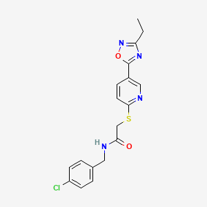molecular formula C18H17ClN4O2S B2959772 N-(4-chlorobenzyl)-2-((5-(3-ethyl-1,2,4-oxadiazol-5-yl)pyridin-2-yl)thio)acetamide CAS No. 1251695-44-9