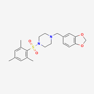 molecular formula C21H26N2O4S B2959776 1-(1,3-Benzodioxol-5-ylmethyl)-4-(mesitylsulfonyl)piperazine CAS No. 349624-04-0