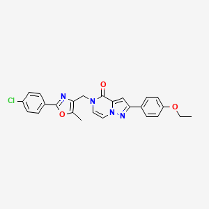 molecular formula C25H21ClN4O3 B2959777 5-((2-(4-chlorophenyl)-5-methyloxazol-4-yl)methyl)-2-(4-ethoxyphenyl)pyrazolo[1,5-a]pyrazin-4(5H)-one CAS No. 1358793-65-3