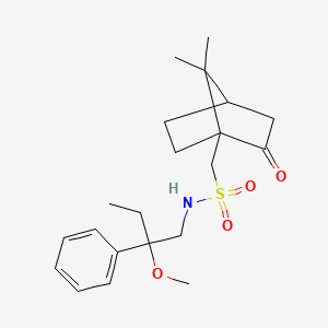 molecular formula C21H31NO4S B2959826 1-(7,7-dimethyl-2-oxobicyclo[2.2.1]heptan-1-yl)-N-(2-methoxy-2-phenylbutyl)methanesulfonamide CAS No. 1797339-96-8