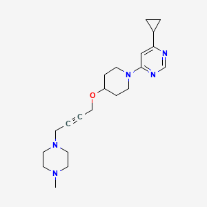 molecular formula C21H31N5O B2959839 4-Cyclopropyl-6-[4-[4-(4-methylpiperazin-1-yl)but-2-ynoxy]piperidin-1-yl]pyrimidine CAS No. 2415553-08-9