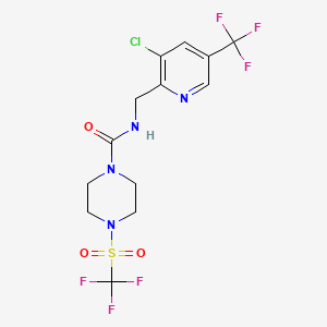 molecular formula C13H13ClF6N4O3S B2959866 N-{[3-chloro-5-(trifluoromethyl)pyridin-2-yl]methyl}-4-trifluoromethanesulfonylpiperazine-1-carboxamide CAS No. 2060748-07-2