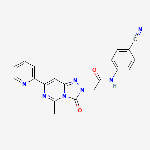 molecular formula C20H15N7O2 B2959868 N-(4-cyanophenyl)-2-[5-methyl-3-oxo-7-(pyridin-2-yl)-2H,3H-[1,2,4]triazolo[4,3-c]pyrimidin-2-yl]acetamide CAS No. 1251691-12-9