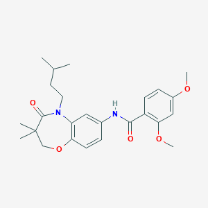 molecular formula C25H32N2O5 B2959870 N-(5-isopentyl-3,3-dimethyl-4-oxo-2,3,4,5-tetrahydrobenzo[b][1,4]oxazepin-7-yl)-2,4-dimethoxybenzamide CAS No. 921524-61-0