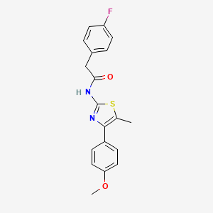 molecular formula C19H17FN2O2S B2959883 2-(4-fluorophenyl)-N-[4-(4-methoxyphenyl)-5-methyl-1,3-thiazol-2-yl]acetamide CAS No. 808178-94-1