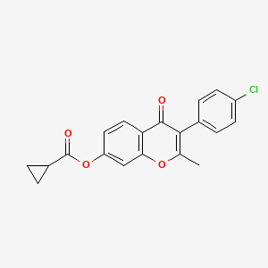 molecular formula C20H15ClO4 B2959887 3-(4-chlorophenyl)-2-methyl-4-oxo-4H-chromen-7-yl cyclopropanecarboxylate CAS No. 618391-57-4