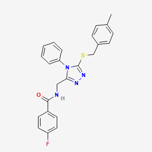 molecular formula C24H21FN4OS B2959889 4-fluoro-N-[[5-[(4-methylphenyl)methylsulfanyl]-4-phenyl-1,2,4-triazol-3-yl]methyl]benzamide CAS No. 478049-24-0