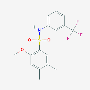 molecular formula C16H16F3NO3S B2959890 2-methoxy-4,5-dimethyl-N-[3-(trifluoromethyl)phenyl]benzene-1-sulfonamide CAS No. 1984971-88-1