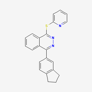 molecular formula C22H17N3S B2959892 4-(2,3-dihydro-1H-inden-5-yl)-1-phthalazinyl 2-pyridinyl sulfide CAS No. 866145-54-2