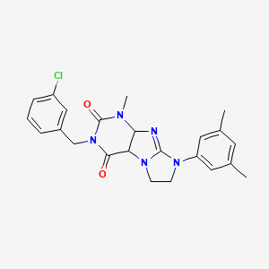 molecular formula C23H22ClN5O2 B2959900 3-[(3-chlorophenyl)methyl]-8-(3,5-dimethylphenyl)-1-methyl-1H,2H,3H,4H,6H,7H,8H-imidazo[1,2-g]purine-2,4-dione CAS No. 872843-30-6