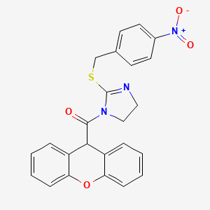 molecular formula C24H19N3O4S B2959924 2-{[(4-nitrophenyl)methyl]sulfanyl}-1-(9H-xanthene-9-carbonyl)-4,5-dihydro-1H-imidazole CAS No. 851802-63-6
