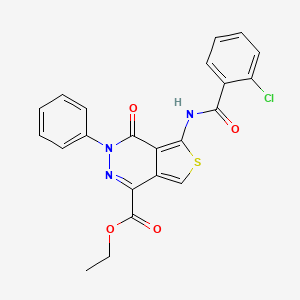 molecular formula C22H16ClN3O4S B2959978 ethyl 5-(2-chlorobenzamido)-4-oxo-3-phenyl-3H,4H-thieno[3,4-d]pyridazine-1-carboxylate CAS No. 851947-18-7