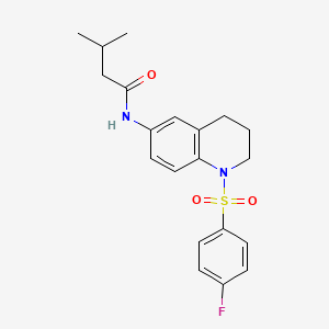 molecular formula C20H23FN2O3S B2959986 N-[1-(4-fluorobenzenesulfonyl)-1,2,3,4-tetrahydroquinolin-6-yl]-3-methylbutanamide CAS No. 941882-49-1