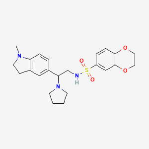 N-(2-(1-methylindolin-5-yl)-2-(pyrrolidin-1-yl)ethyl)-2,3-dihydrobenzo[b][1,4]dioxine-6-sulfonamide